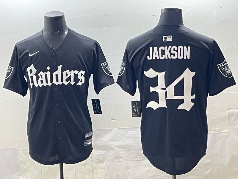 Men 2025 Oakland Raiders #34 Jackson black 6th generation Joint Name Nike Limited NFL Jersey style 01->oakland raiders->NFL Jersey